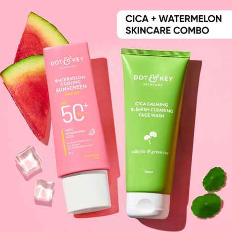 Dot & Key Skin Care Combo with CICA Face Wash & Watermelon Sunscreen - 150 gm