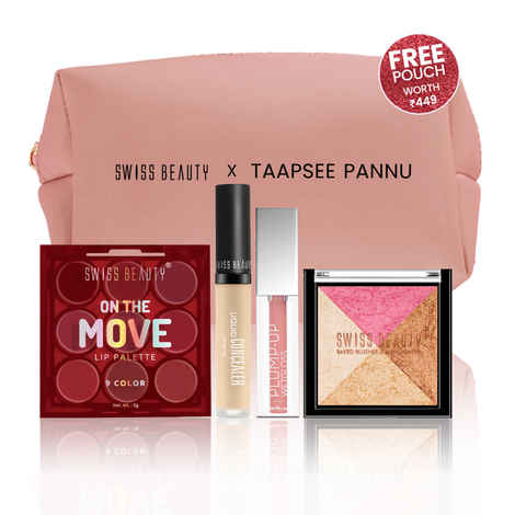 Buy Swiss Beauty Taapsee Signature Makeup Kit | Liquid Concealer | On the move Lip Palette | Plump up Lip Gloss | Blusher & Highlighter Palette | With Free Pouch | Combo of 5 - Purplle