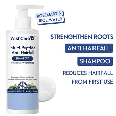 WishCare Multi Peptide Anti Hairfall Shampoo - Rice Water, Rosemary, Capilia Longa, Hyaluronic Acid & Caffeine - 250 ml