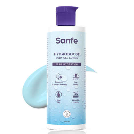 Sanfe Hydroboost Body Gel Lotion | Deep Nourishing & Long Lasting Moisturization | Contains Glycerine | Quick Absorbing & Non Greasy | For Dry & Flaky Skin - 200 ml