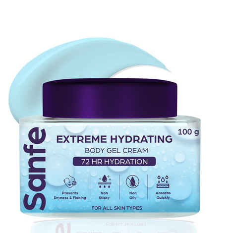 Sanfe Extreme Hydrating Body Gel Cream | Deep Nourishing & Long Lasting Moisturization | Contains Glycerine | Quick Absorbing & Non Greasy | For Dry & Flaky Skin - 100 gm