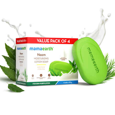 Mamaearth Neem Moisturizing Lotion Soap Pack of 4 (125 g x 4)