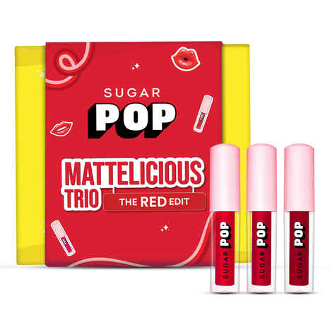 Buy SUGAR POP Mattelicious Trio - The Red Edit - 4.8 ml | Set of 3 Red Matte Lipcolours | Non-drying | Transfer-proof | Smudgeproof - Purplle