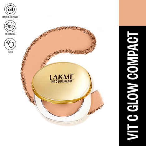 Buy Lakme Makeup+Skincare VitC Superglow Skin Perfecting Compact Cinnamon30 8 gm - Purplle