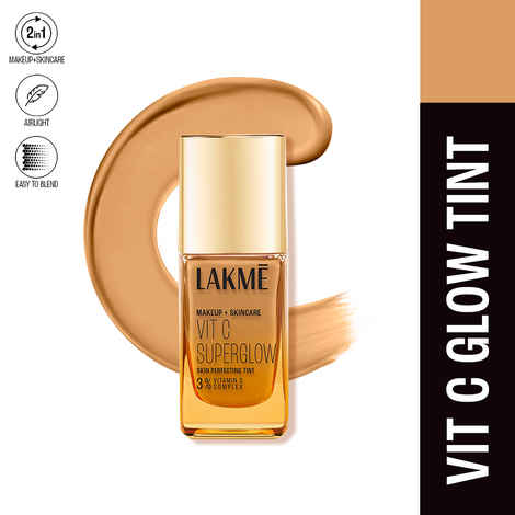 Buy Lakme Makeup+Skincare VitC Superglow Skin Perfecting Tint Neutral Almon N340 25 ml - Purplle