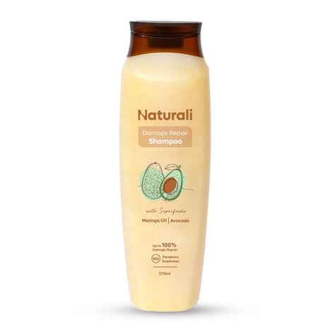 Naturali Damage Repair Shampoo with Moringa Oil & Avocado | Repairs Hair Damage | Paraben and Sulphate Free Shampoo | Best Shampoo for Dry & Frizzy Hair | 370ml