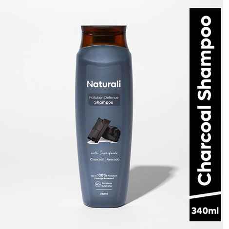 Naturali Pollution Defence Shampoo with Charcoal & Avocado | Prevents Pollution Damage | Paraben and Sulphate Free Shampoo | Clarifying Shampoo 340ml