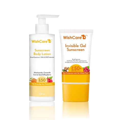 Wishcare SPF 50 Sunscreen Kit | SPF Sunscreen Body Lotion (200 ml) | Invisible Gel Sunscreen SPF 50+ PA++++ (50 gm)