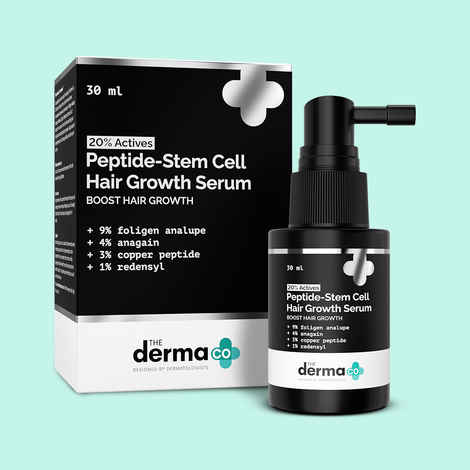 The Derma Co. 20% Actives Peptide-Stem Cell Hair Growth Serum with Foligen Analupe & Anagain For Hair Growth | Reduces Hair Fall & Breakage| Promotes Healthy Scalp | For All Hair Types | For Hair Thinning (30 ml)