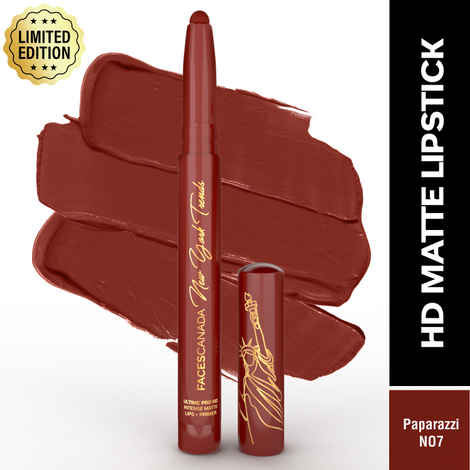 Buy FACES CANADA Ultime Pro HD Intense Matte Lips + Primer - Paparazzi N07, 1.4 gm, Limited Edition | 9HR Long Stay | Primer Infused For Flawless HD Matte Finish | Intense Color | Lightweight - Purplle