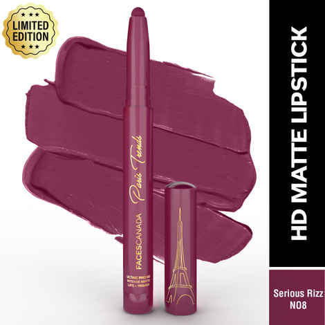 FACES CANADA Ultime Pro HD Intense Matte Lips + Primer - Serious Rizz N08, 1.4 gm, Limited Edition | 9HR Long Stay | Primer Infused For Flawless HD Matte Finish | Intense Color | Lightweight