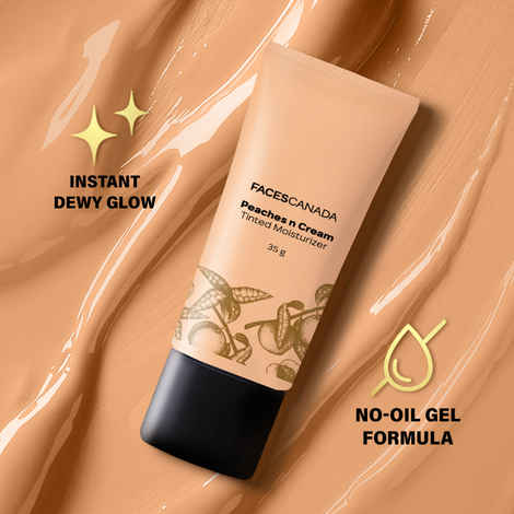 Buy FACES CANADA Peaches N Cream Tinted Moisturizer -Beige 02 , 35 gm | Soft Peachy, Natural Glow | Lightly Tinted BB Cream | Non Oily Lightweight Gel Formula | Blends Easily | Suitable For All Skin Types - Purplle
