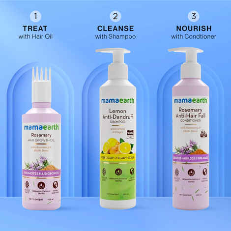 Mamaearth Rosemary & Lemon Combo : Rosemary Oil (150 ml) + Lemon Anti-Dandruff Shampo (250 ml) +Rosemary Conditioner (250 ml)