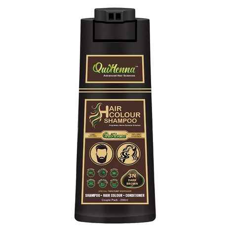Quikhenna Hair Color Shampoo 3N Dark Brown- 200 ml | Ammonia-Free | Quick & Effortless Grey Coverage | Salon-Like Hair Color At Home | Hair Dye Coloring For Men & Women | Instant Hair Colour Solution