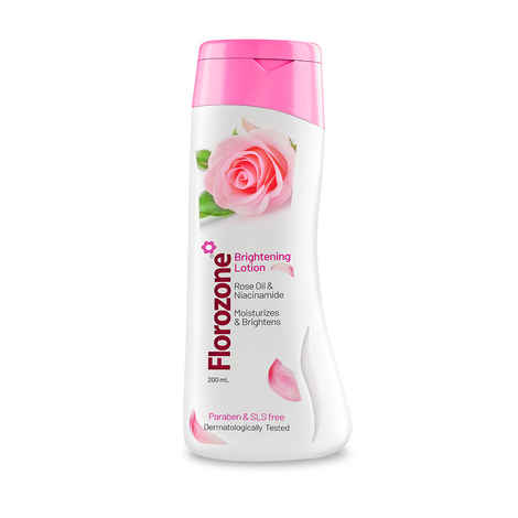 Buy Florozone Brightening Lotion I Enriched with Rose Oil & Niacinamide I Helps to Moisturise and Brighten Skin I Paraben & SLS Free (200 ml) - Purplle