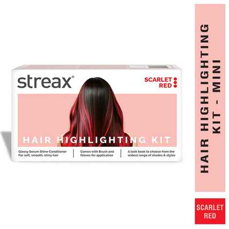 Streax Hair Colour Highlight Kit | Red Hair Colour, Scarlet Red, 75 gm