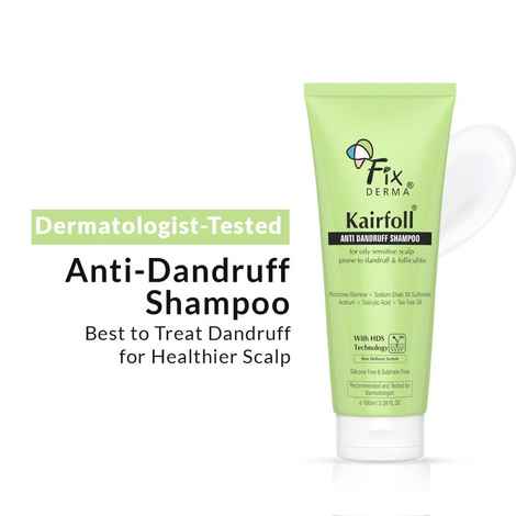 Fixderma Kairfoll Anti Dandruff Shampoo for Oily Sensitive Scalp Prone to Dandruff & Folliculitis | Anti Dandruff Shampoo for Women & Men | Salicylic Acid for Hair Fall | Sulphate Free Shampoo - 100 ml
