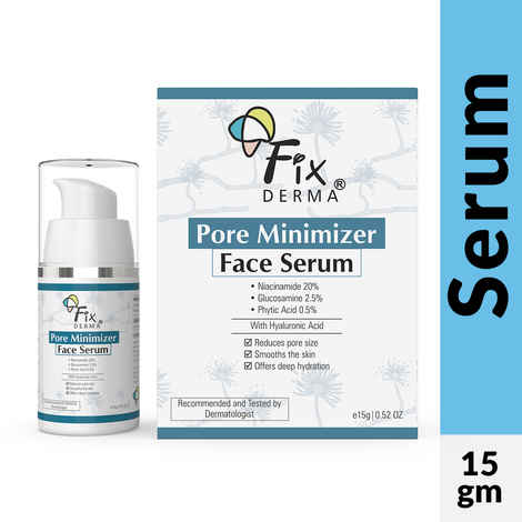 Fixderma 20% Niacinamide Serum for Face for Pore Minimizer with 2.5% Glucosamine & Hyaluronic Acid Serum | Open Pores Serum | Hydrating Serum | Face Serum for Men & Women - 15 gm