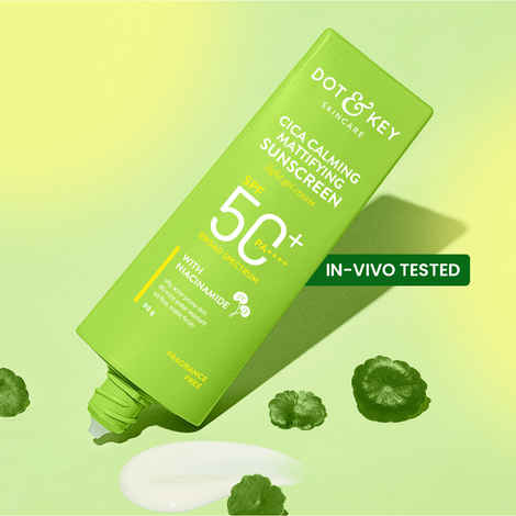 Buy Dot & Key CICA Claming Mattifying Sunscreen with SPF 50 PA+++ with Niacinamide | Face Sunscreen for Oily, Acne Prone & Sensitive Skin | 80 gms - Purplle