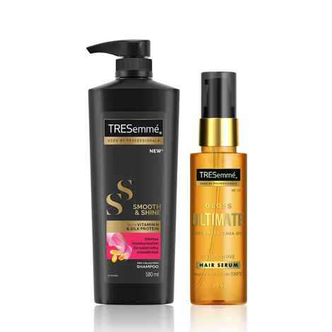 Buy Tresemme Smooth & Shine Shampoo (580 ml) + Tresemme Gloss Ultimate Hair Serum ( 50ml) combo - Purplle
