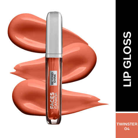 FACES CANADA Beyond Shine Lip Gloss - Twinster 04, 3.8 ml | Lightweight Non-Sticky Luxurious Texture For Glossy Lips | Instant Shine | Fuller, Supple & Plump Lips | 24HR Hydration