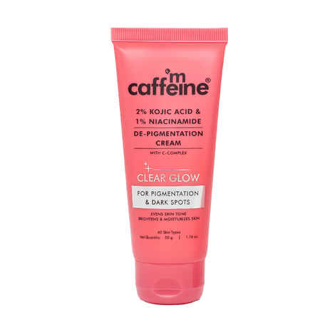 mCaffeine 2% Kojic Acid & 1% Niacinamide De-Pigmentation Cream| Reduces Dark Spots, Melasma, Tan & Evens skin tone |Skin Brightening Lightweight Moisturizer For Men & Women | For All Skin Types- 50 gm