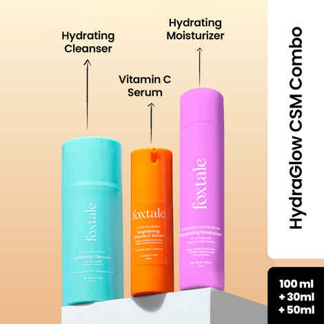 Foxtale HydraGlowCSM Combo : Hydrating Cleanser (100 ml) + Vitamin C Face Serum (30 ml) + Moisturizer (50 ml)