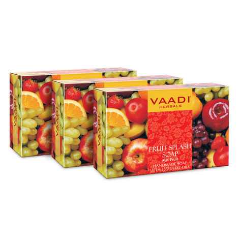 Buy Vaadi Herbals Fruit Splash Soap with Extracts of Orange, Peach, Green Apple & Lemon (75 g) (Pack of 3) - Purplle
