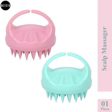 Buy MeSkin Soft Silicone Hair Scalp Massager Shampoo Brush - Effective Scrubber for Dandruff Removal on Wet and Dry Hair - Easily Reach the Roots of Thick, Curly Hair (Assorted Colors, Pack of 1) - Purplle
