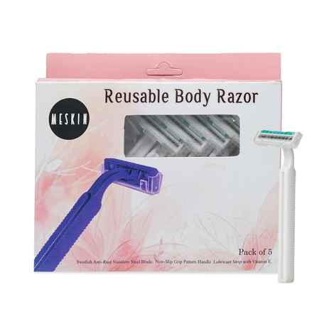 Buy Meskin Reusable Body Razor Pack of 5 White - Purplle