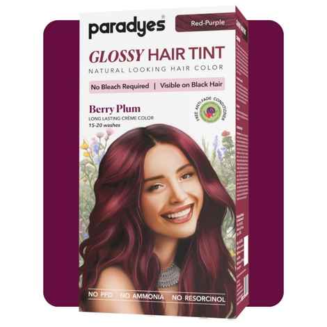 Paradyes Berry Plum Glossy Hair Tint Semi-Permanent Creme Color For Natural Black Hair, 0.23 gm