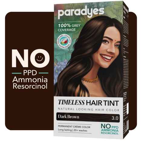 Buy Paradyes Dark Brown Timeless Permanent Creme Hair Colour for Complete Grey Coverage, 3.0 Dark Brown - Purplle
