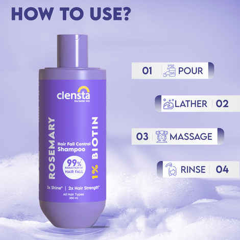 Buy Clensta Rosemary Hair Fall Control Shampoo with Biotin for Reducing Hair Loss, Breakage & Daily use |All Hair Types | Men & Women | Sulfate & Paraben Free 650 ml - Purplle