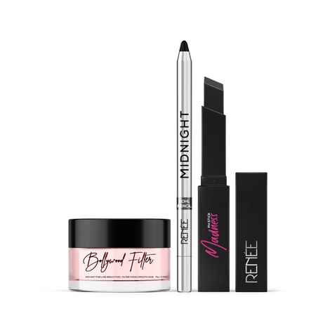 RENEE Must-Have Makeup Duo (Bollywood Filter Primer,15 gm + Midnight Kohl Pencil,1.5 + Black Magic Madness PH Stick, 3 gm) - Combo of 3