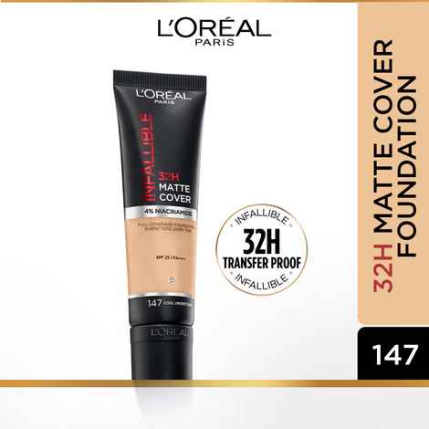 L'Oreal Paris Infallible 32H Matte Cover Liquid Foundation, 147, Cool Undertone 30 ml