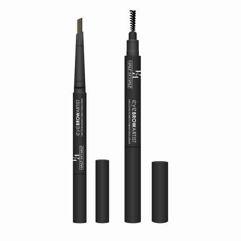 Half N Half Eye Brow Artist Long Lasting Automatic Eyebrow Pencil & Brush, Dark Brown (0.4 gm)