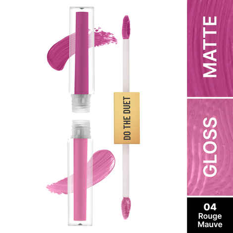 Swiss Beauty Select Do The Duet Lipstick | Matte Liquid Lipstick + Tinted Gloss | Infused with Vitamin E and Jojoba Oil | 4 Rouge Mauve 3 ml