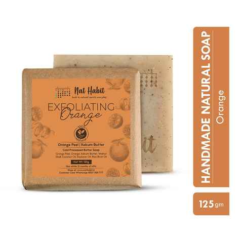 Buy Nat Habit Exfoliating Orange Soap|Handmade Butter Bathing Soap For Tan Removal & Cleansing (125 gm) - Purplle