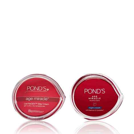 Ponds Age Miracle 10% Retinol-Collagen B3 Complex Day Cream SPF15 PA+ + Wrinkle Corrector Night Cream, 50 gm