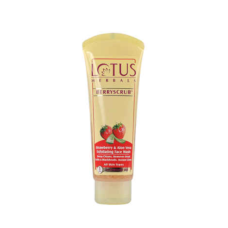 Buy Lotus Herbals Berryscrub Strawberry & Aloe Vera Exfoliating Face Wash | Deep Cleaning | Blackhead Removal | For All Skin Types | 80 gm - Purplle