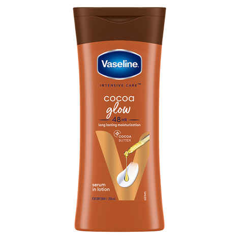Vaseline Cocoa Glow Serum In Lotion, 200 ml | 100% Pure Cocoa & Shea Butter for Glowing & Soft Skin