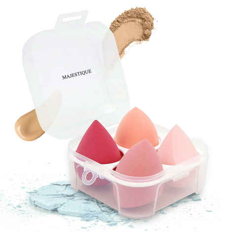 Buy Majestique Professional Makeup Sponges Blender Set, Beauty Blender with Egg Case - 4Pcs Multicolor & Shade May Vary - Purplle