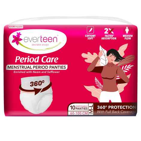 everteen Period Care Disposable Period Panties, No Skin Irritant & Dermatologically Tested - Pack 1, (M-L) 10 Pcs