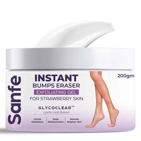 Buy Sanfe Instant Bumps Eraser Exfolisting Gel | For Rough & Bumpy Skin, Tan and Strawberry Legs | Lactic Acid | Bath to Remove Dirt, Dead Skin | for women for soft & bright skin - 200 gm - Purplle