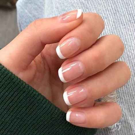 Buy Sanfe Instant Stick On Nails - French Tips | 24 Pcs Reusable Artificial Fake Nail Set/Extensions | Quick, Lightweight, Salon Look, Lasts upto 3 weeks | For Festivals & Special Occasions - Purplle