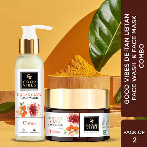 Buy Good Vibes De-Tan Ubtan Face wash 120ml & Face Mask 100g Combo - Combo of 2 - Purplle