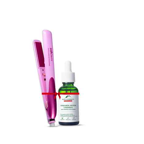 Buy Alps Goodness x Purplle Damage free Hair Styling combo | Alps Goodness Anti Hairfall Scalp Serum with Fenugreek Biotin and Redensyl (30 ml) | Purplle Glitz Smooth Glider Hair Straightener Combo of 2 - Purplle