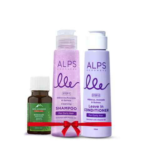 Buy Alps Goodness Healthy Curly Hair Combo | Rosemary Essential Oil 10ml | Hibiscus,Avocado & Quinoa Cleansing Shampoo (105 ml) | Conditioner (105 ml) Combo of 3 - Purplle