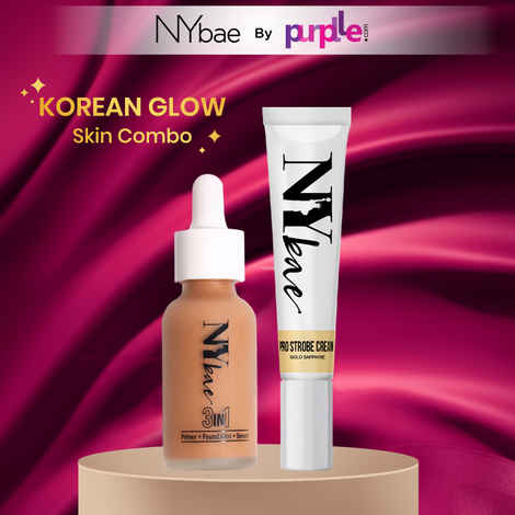NY Bae Korean Glow Skin Combo | Highlighter | Foundation | Skin Tint | Moisturizer | Glowy Finish | Deep Skin | Everyday Makeup Kit ,12 gm