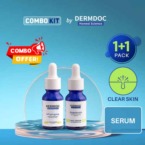 Buy DERMDOC Combo Kit for Clear Skin | 2% Salicylic Acid Face Serum (15 ml) | 10% Niacinamide Face Serum (15ml) | oily skin | blackheads , whiteheads | acne prone skin - Purplle